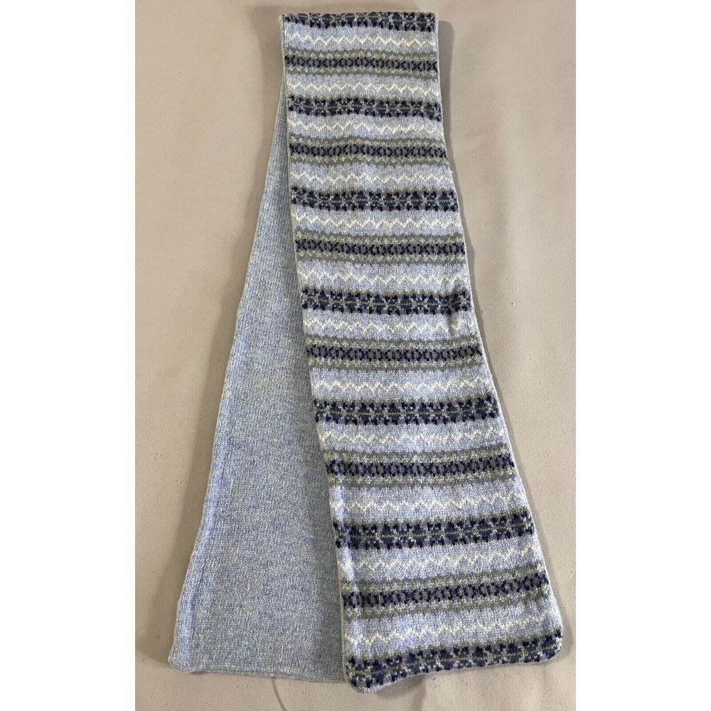Eddie Bauer‎ Wool Blend Scarf Unisex EUC Light Blue 60x8"